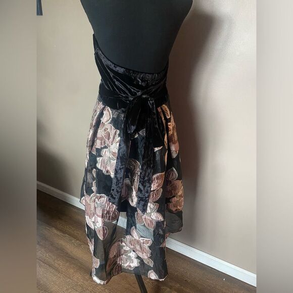 VENUS Strapless High-low Mini Dress velvet Floral Tulle homecoming Sz 14 NWT - Picture 3 of 16